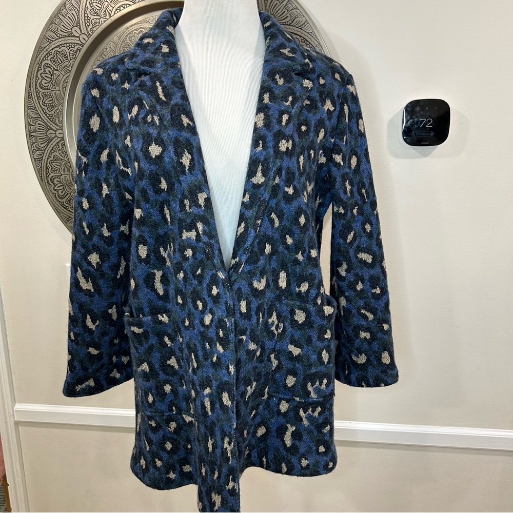Villagallo blue heavy outer cardigan with pockets - Size 42 / US 8 / M - Picture 5 of 14